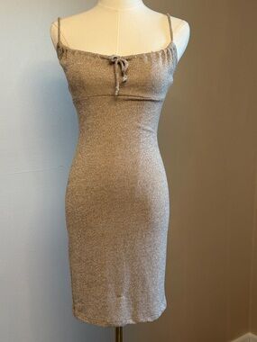 Chesley Taupe Knit Spaghetti-Strap Mini Dress